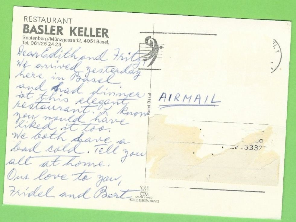 Cartes postales: Restaurant Basler Keller, Basel – D'occasion à Zürich par t24_de 1
