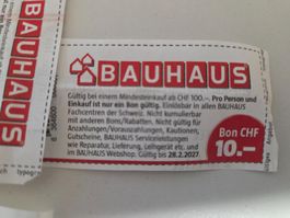 Bauhaus Bon - CHF 10.- Rabatt ab CHF 100.- Einkauf