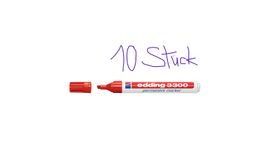 10 Stück EDDING Permanent Marker 3300, mit Keilspitze rot