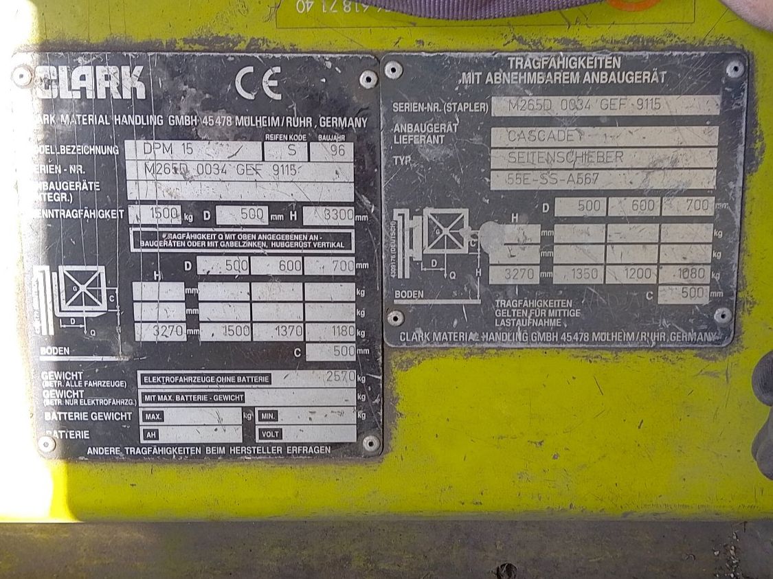 Clark Gabelstapler & Hubwagen: Clark DPM 15 / M265D Gabelstapler – Gebraucht aus Dintikon von klmag 1