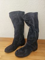 Suede Knee-High Boots – Navy Blue, Size 37