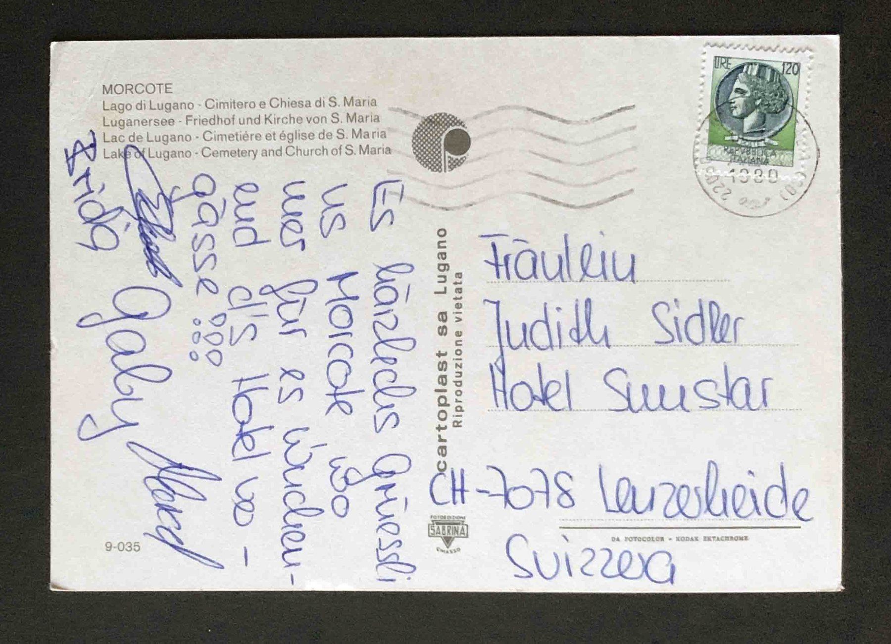 Ansichtskarten: Morcote Cimitero e Chiesa ss Maria – Gebraucht aus Goldau von artelier1 1
