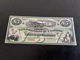 5 pesos 1869 bankfrisch 