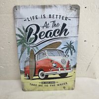 Blechschild VW Bus Beach Vibes 