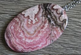 NEU Mega argentinischer Rhodochrosit Anhänger Edelstahlkette