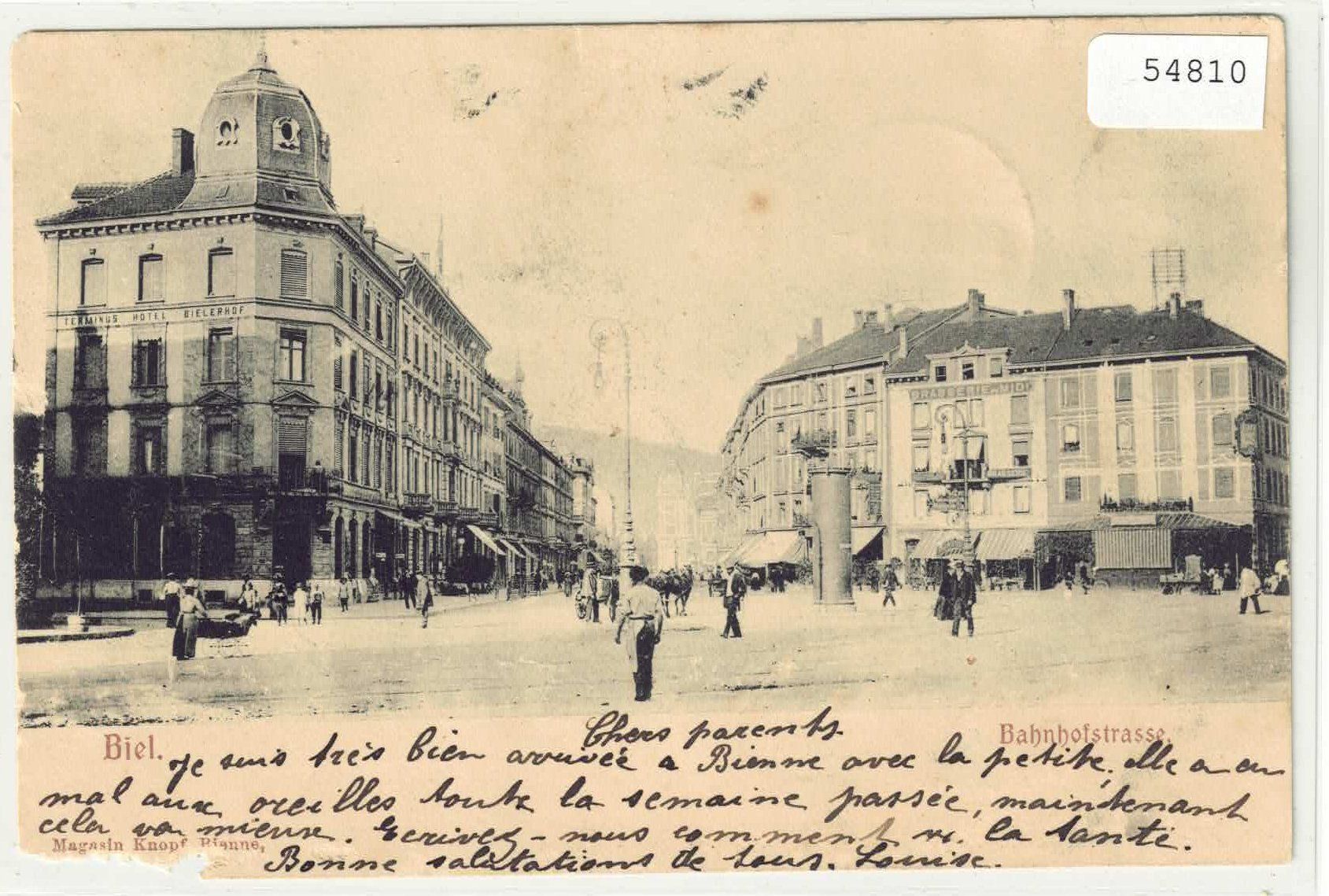 Ansichtskarten: Biel-Bienne - Bahnhofplatz - animee – Defekt aus Ettingen von Kartenplanet