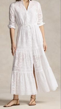 Kleid Polo Ralph Lauren Weiss Stickerei Grösse 4 Neu