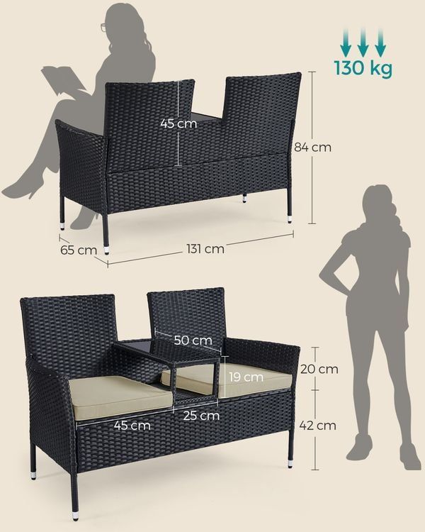 Set di tavolo e panche: Gartenmöbel Balkonmöbel Polyrattan Bank Tisch Sofa SOFISTA – Nuovo e nell'imballaggio originale da Lachen SZ venduto da MAMORU-MOEBEL 5