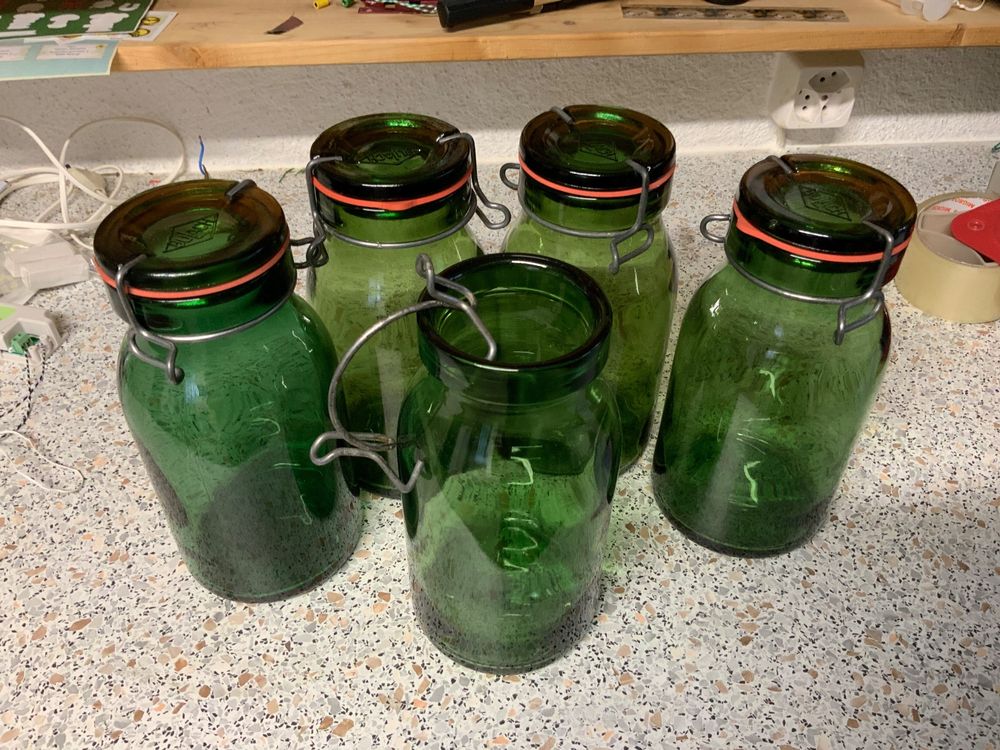 5 Einmachgläser Bulach 1Liter grün Kaufen auf Ricardo