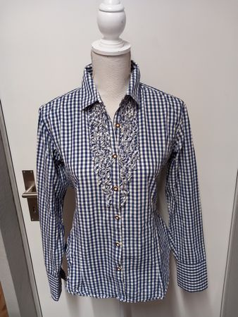 Wiesnkönig Damen Trachtenbluse blau kariert Gr. 42