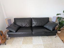 FSM Designersofa "Clarus" in schwarzem Leder