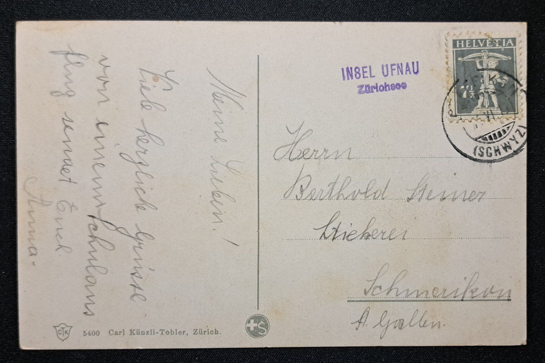 Cartoline postali: Ansichtskarte Insel Ufenau 1913 – Usato da Unterägeri venduto da PhilatelieStudiger 1