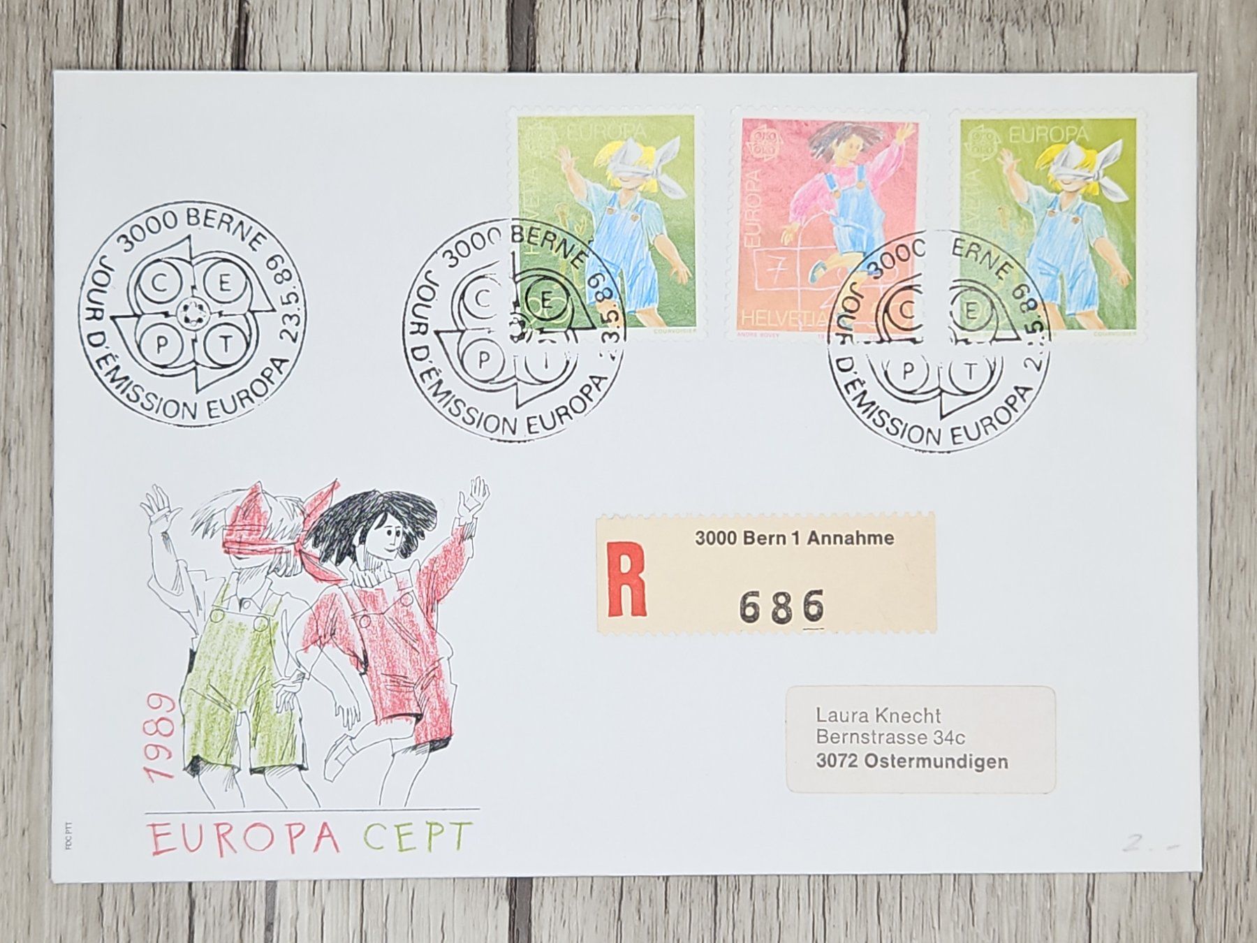 Tutti i francobolli: CL09 Enveloppe + Timbre Suisse 1989 – Usato da Cousset venduto da Patrick_Collections