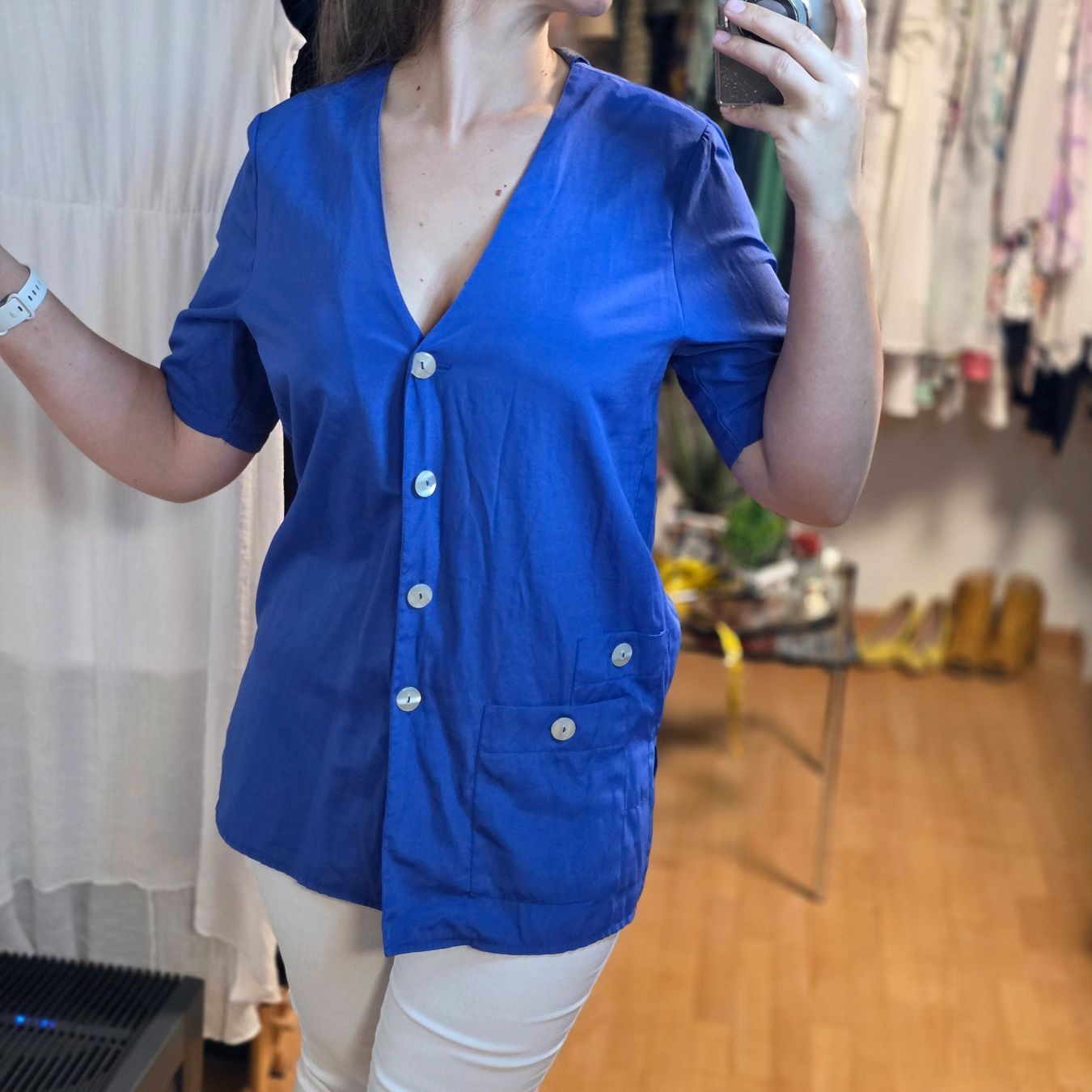 Camicette: Vintage Bluse blau 38/40 – Usato da Wald ZH venduto da CapLux