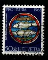 1968 - PP / Kunst und Kunsthandwert / Glasgemälde / Fisch