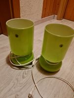 2 Grüne Vintage Glas Tischlampe, 70er