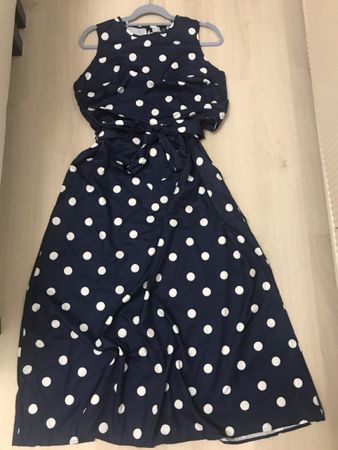 Kleid dunkelblau mit Punkten Grösse L neu