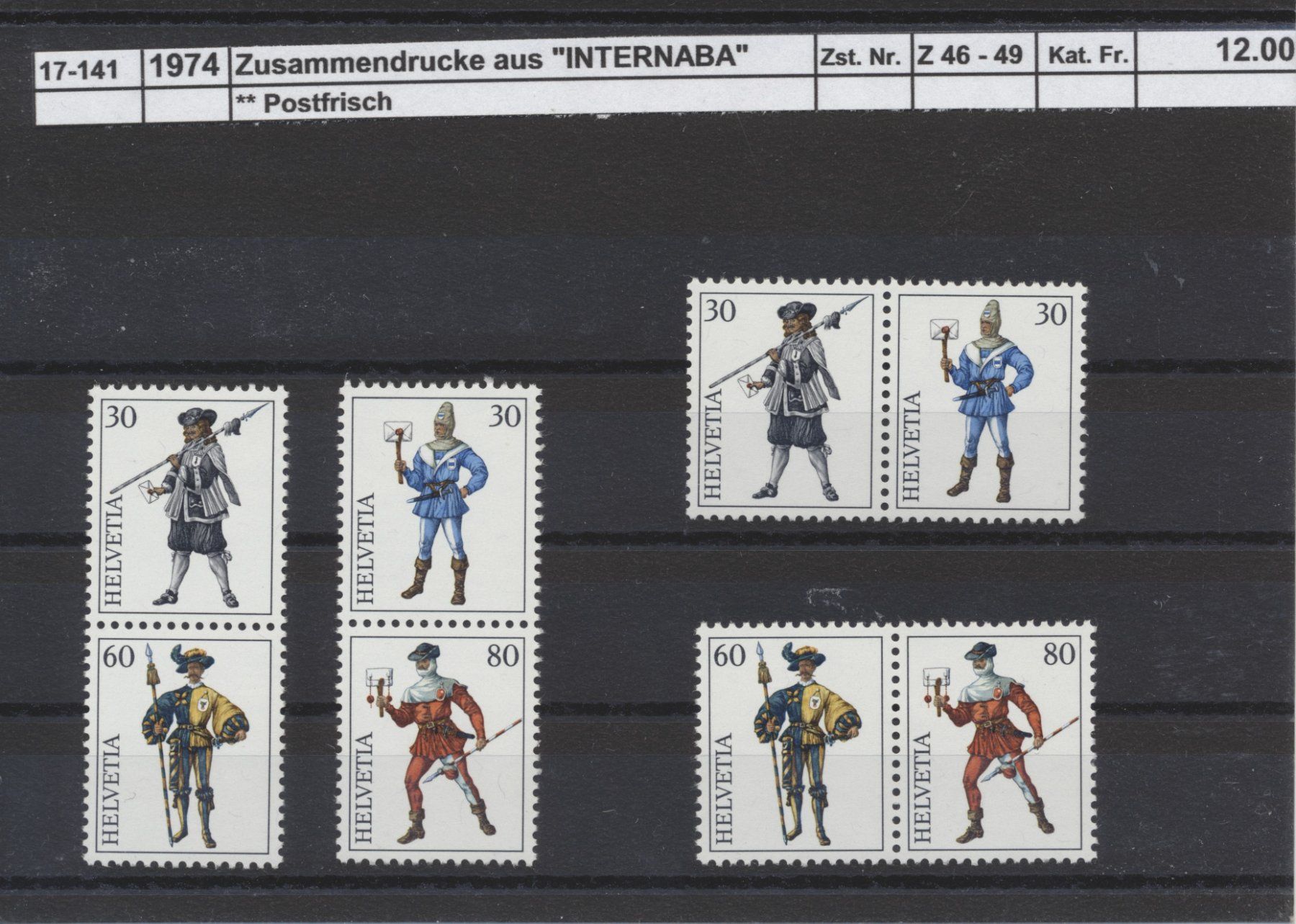 Tutti i francobolli: 1974 Zusammendrucke aus "INTERNABA - Block", ** postfrisch – Nuovo (secondo la descrizione) da Winterthur venduto da Zupogeru
