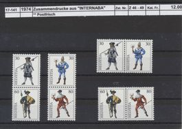 1974 Zusammendrucke aus "INTERNABA - Block", ** postfrisch