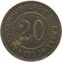 Schweiz Basel Messing Jeton Allg. Consumverein 1922