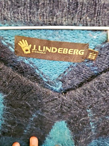 Lindeberg Maglioni & Felpe: J. Lindeberg Rautenmuster-Wollpullover - Marineblau & Blau – Usato da Zug venduto da vinokilo 4