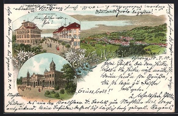 Ansichtskarten: Litho Heiden, Hotel u. Pension Krone, Ku – Gebraucht aus Berlin von bartko-reher