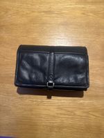 Kulturbeutel Leder schwarz mit vielen Taschen