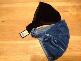 2 bandeaux NEUFS bleu & noir velours