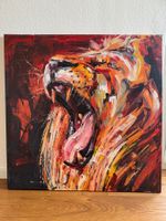 Löwenportrait, Ölgemälde, Leinwand, Abstrakt, Modern
