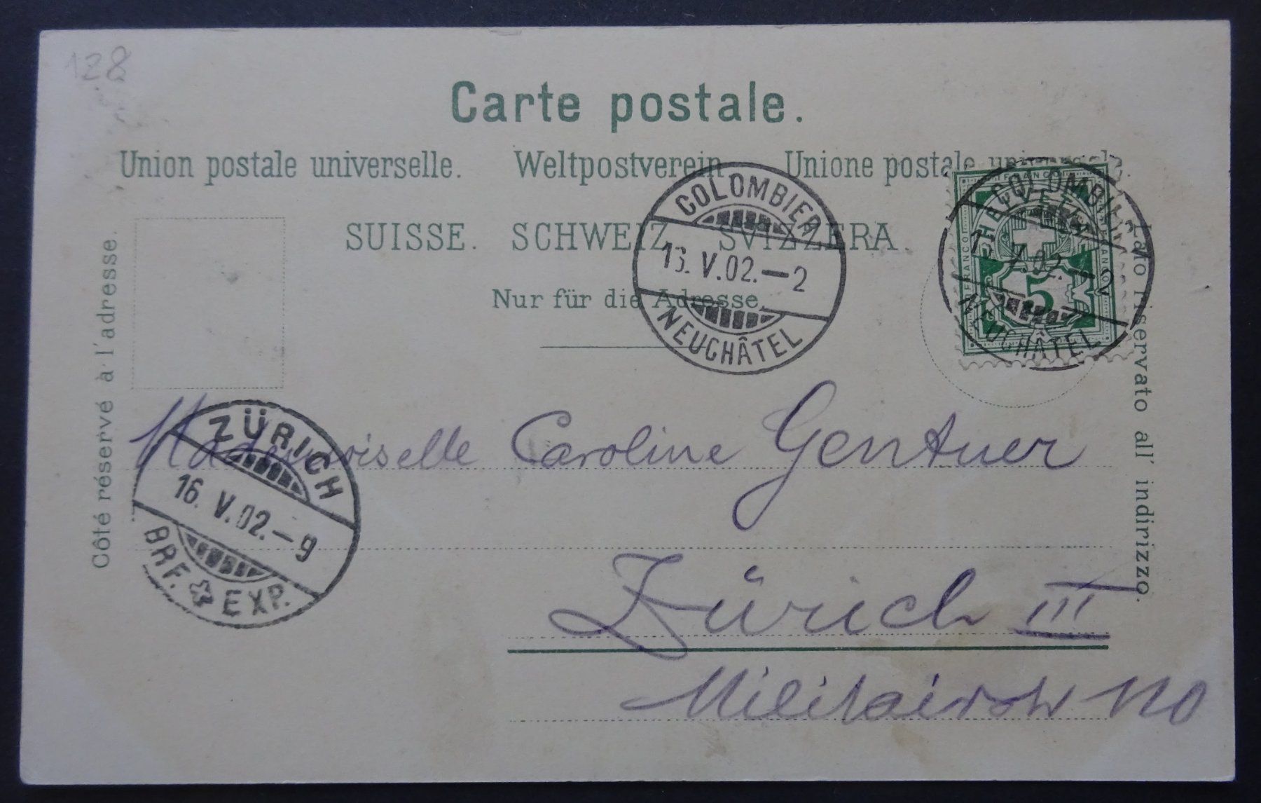 Cartoline postali: Litho-Ansichtskarte 1902 / Colombier (NE) – Usato da Watt venduto da Oo2rup5 1