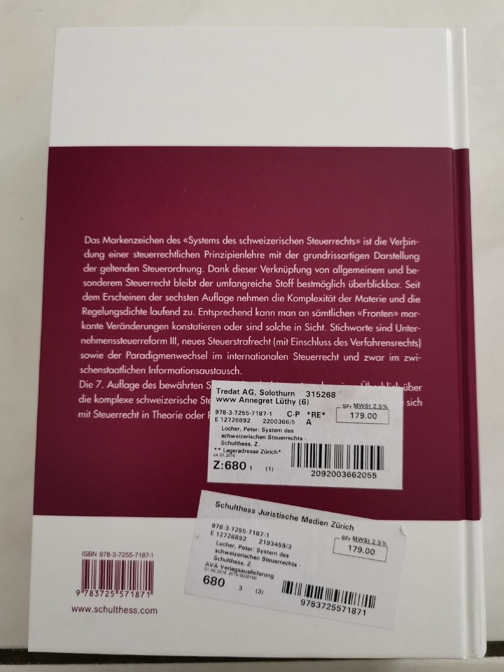 Bücher: System des schweizerischen Steuerrechts - 7. Aufl. – Gebraucht aus Gelfingen von Meierbeat 1