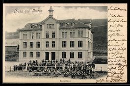 AK Gonten, Blick zum Schulhaus, 1902