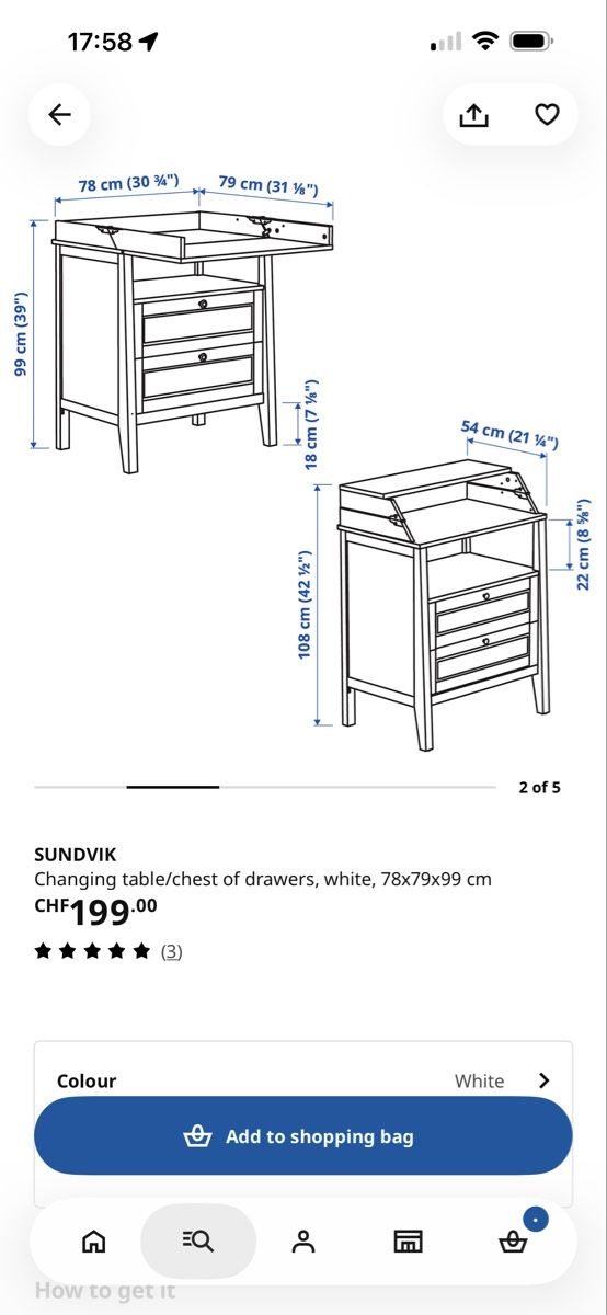 Ikea Tables à langer & accessoires: Ikea SUNDVIK changing table  – D'occasion à Geneve par mak_hzx5 4