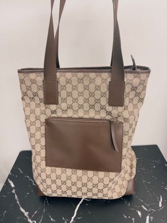 Gucci Shopper Tasche, Top Zustand, Canvas & Leder, Braun