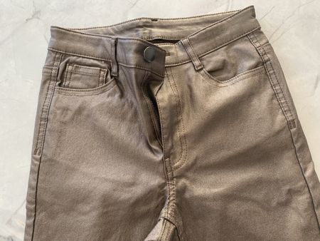 Damen Hose beschichtet metallic/glanz-braun 