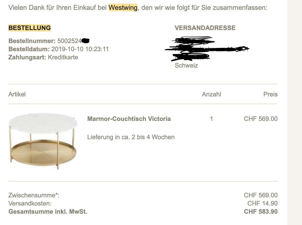Westwing Comodini: Marmor-Couchtisch - Westwing – Usato da Zürich venduto da mar_zs8r 3