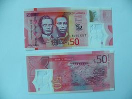 Jamaica 50 Dollars 2022 2023, Bankfrisch