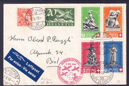 1940, Rotkreuzflug Biel Feldpost 20, selten