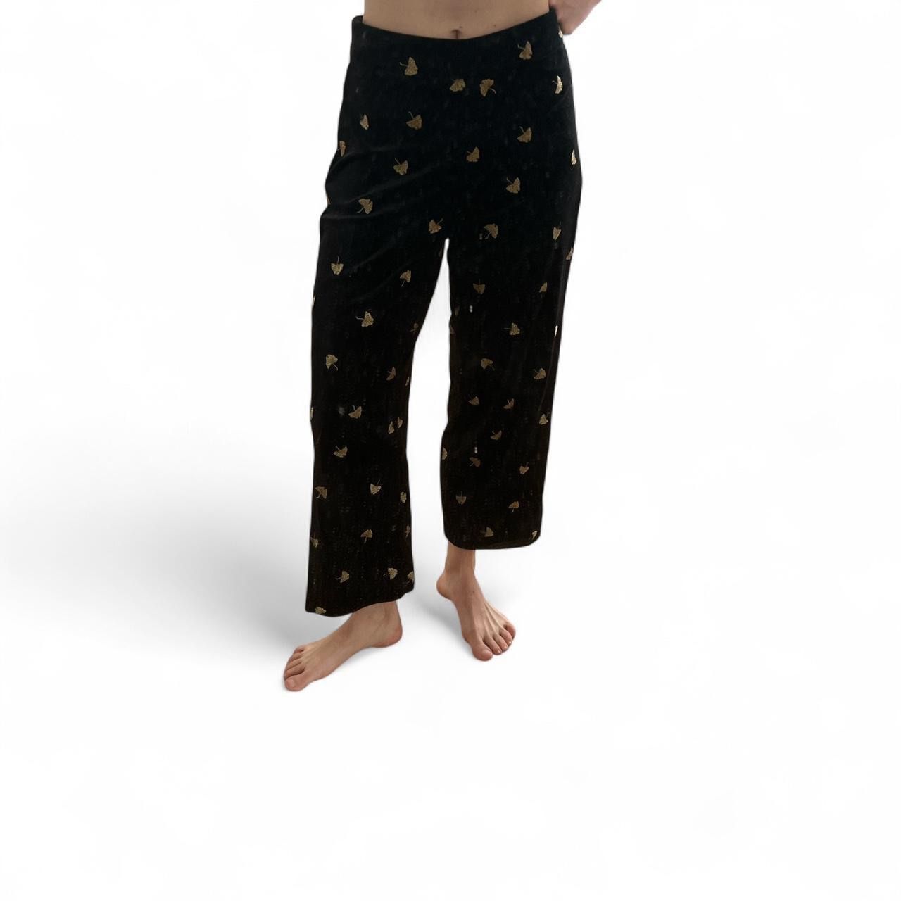 Other Stories Pantaloni: Schwarze Samt Culotte mit Ginkoblättern Grösse 38 – Usato da Zürich venduto da lil_rxs5 5