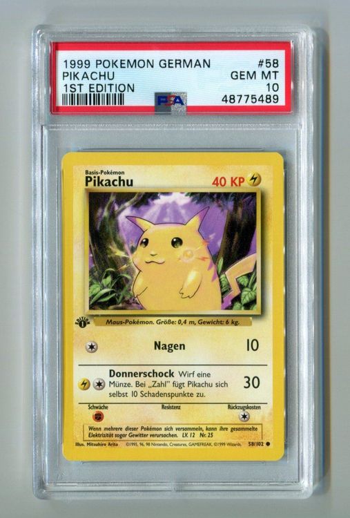 PSA 10 Pikachu 58/102 Basis 1.Edition Kaufen auf Ricardo
