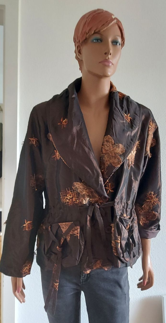Giacche: Brauner Blazer mit Blumenprint Gr. XL – Nuovo e nell'imballaggio originale da Basel venduto da Mazzo84