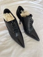 Gucci Schnürstiefeletten Leder Schwarz Gr. 36,5