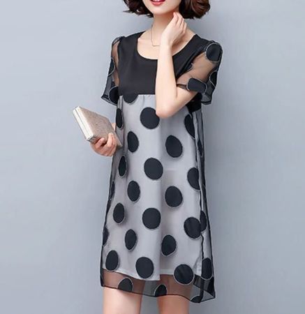 NEUES Kleid schwarz-grau Polka dot Gr. XS - 801113