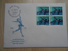 Brief WM Davos  21.2.1966 Vierblock mit Abart