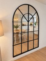 XXL Bogenfenster-Spiegel Schwarz – 200 × 137 cm 