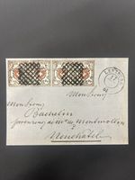 Brief Orts-Post 1850 Viererstreifen PTT Museum Ansichtskarte