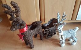 WEIHNACHTSDEKO RENTIER & SCHLITTEN HIRSCH (NEUWERTIG) WINTER