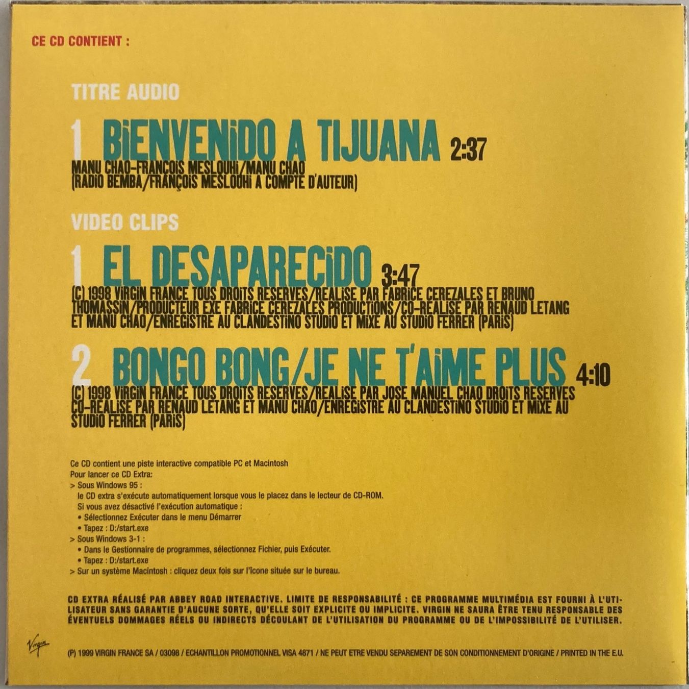 CD: MANU CHAO - CLANDESTINO – Usato da Poliez-Pittet venduto da Newtown-Records 3