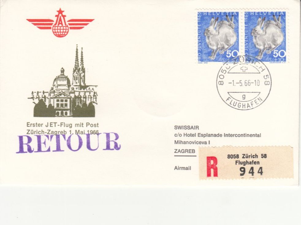 Tutti i francobolli: SLH RF 66.9a Zürich-Zagreb – Usato da Bürglen TG venduto da StampGraf