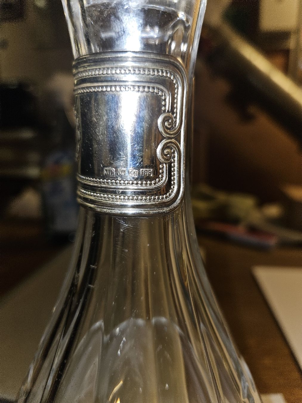 Caraffe: Bleikristall Karaffe mit Silberapplikation, (D) – Usato da Rorschach venduto da TimelessTrading 1